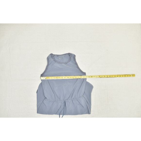 Athleta Women's Regular Size M Blue Sleeveless Ribbed Ruched Athleisure Dress - Picture 7 of 8